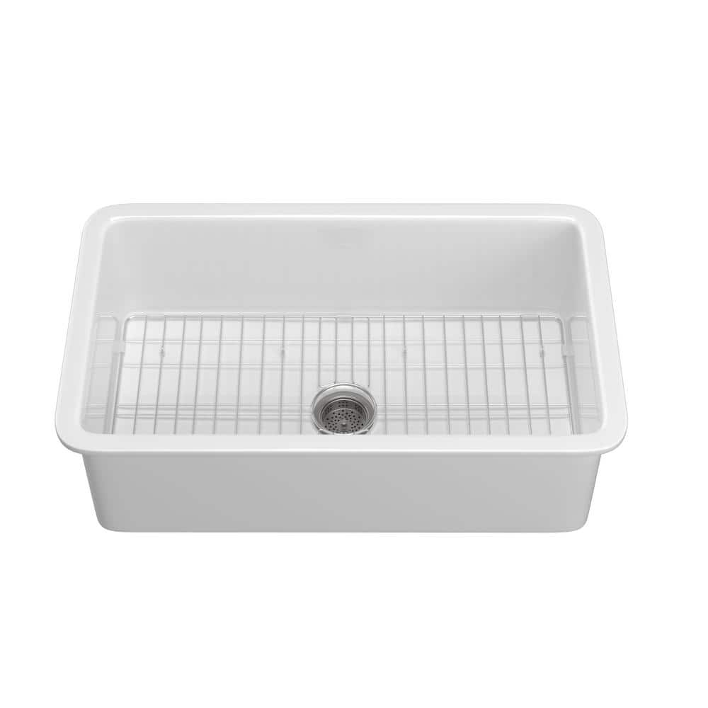 Getpro 27 in. Drop-In/Undermount Single Bowl Farmhouse Fireclay Kitchen ...