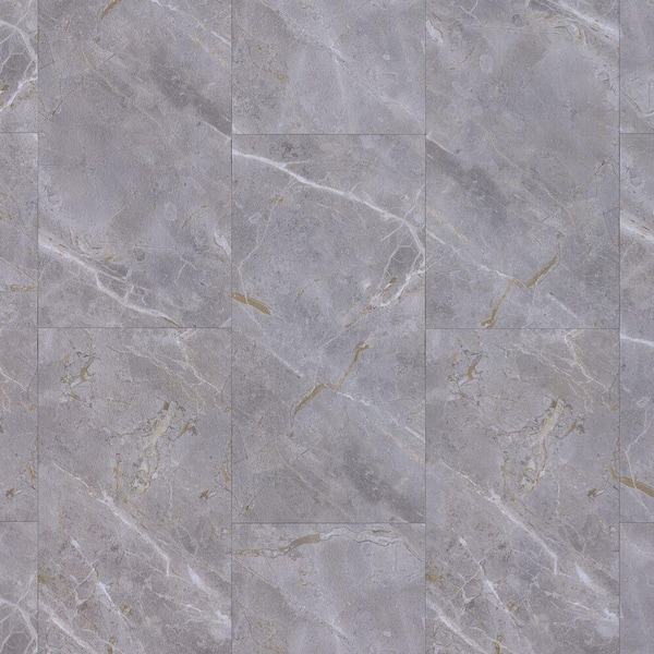 Grey Marble 3 MIL x 24 in. W x 12 in. L Peel and Stick Water Resistant Vinyl Tile Flooring 30 sq. ft.