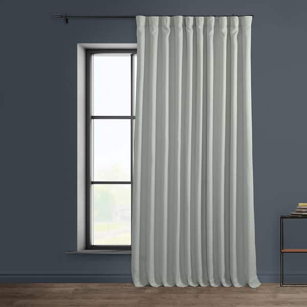 Exclusive Fabrics & Furnishings Oyster White Faux Linen Extra Wide Room Darkening Curtain - 100 in. W X 96 in. L (1 Panel)