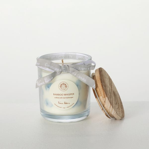 Vance Kitira 4.25" Floral Blooms Infused Soy Wax Jar Candle, Blue