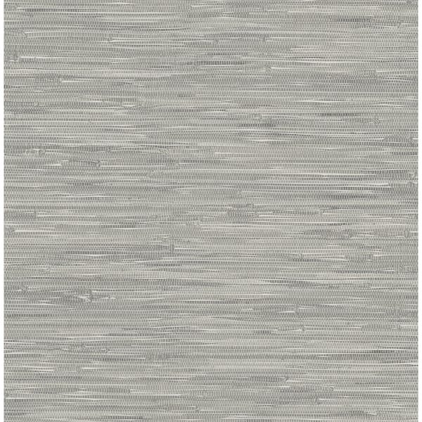 NuWallpaper Tibetan Grasscloth Peel and Stick Grey Wallpaper Sample
