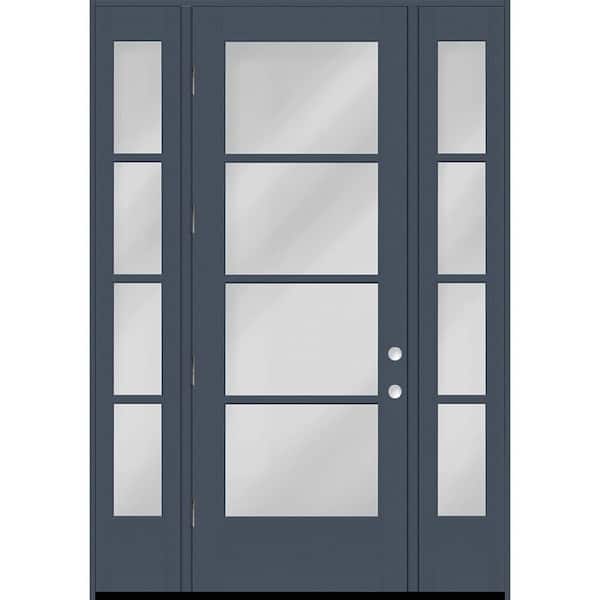 Steves & Sons Legacy 64 in. x 96 in. Icon 4L Modern Clear Glass RHOS DkDen Fiberglass Prehung Front Door w/ 2-12 in.SL 6-9/16 in. Jamb