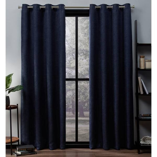 Curtains Oxford Navy Solid Polyester, Navy Grommet Curtains 84