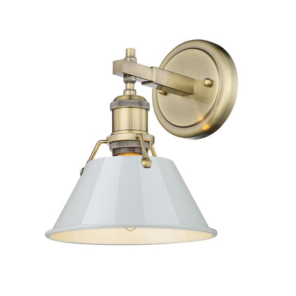 Golden Lighting Orwell 7.5 in. 1-Light Aged Brass and Dusky Blue Wall Sconce