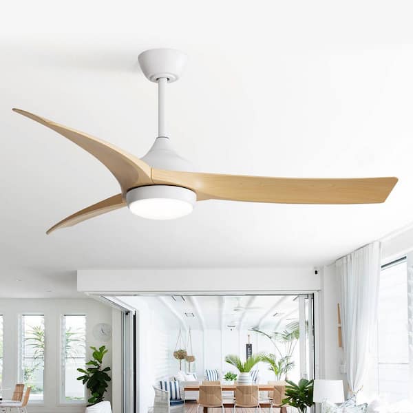 52 in. Indoor/Outdoor Integrated LED White Ceiling Fan with Light Kit and Remote Control for Living Room