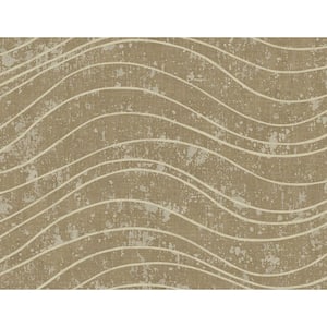 Waves Effect Brown and Beige Paper Non - Pasted Strippable Wallpaper Roll Cover 60.75 sq. ft.