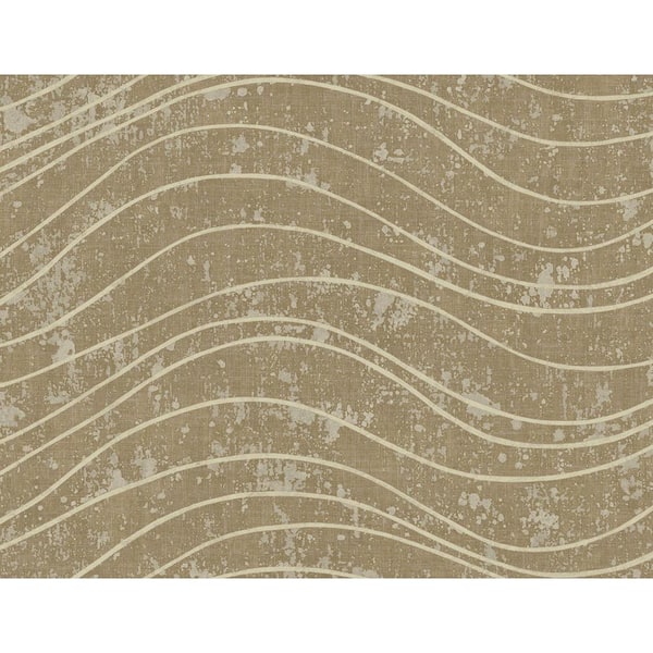 CASA MIA Waves Effect Brown and Beige Paper Non - Pasted Strippable Wallpaper Roll Cover 60.75 sq. ft.