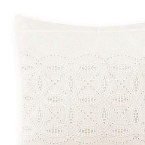 Annabella White Solid Cotton 16 in. x 16 in. Throw Pillow