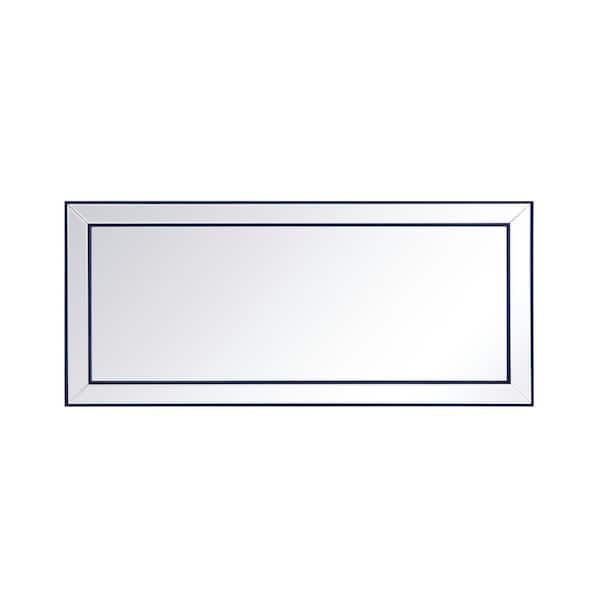Unbranded Timeless Home 72 in. W x 32 in. H Contemporary Frameless Rectangle Blue Mirror