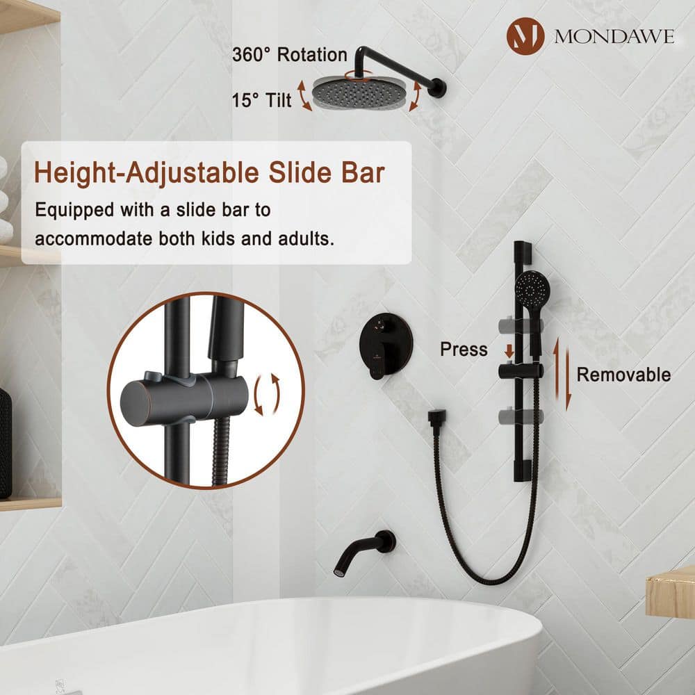 Oil-Rubbed Bronze Adjustable Height Multi-Head Shower System