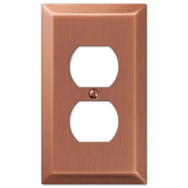 AMERELLE Metallic Antique Copper 1-Gang Duplex Outlet Steel Wall Plate (4-Pack)