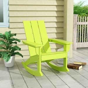 Shoreside Lime Plastic Modern Adirondack Outdoor Rocking Chair