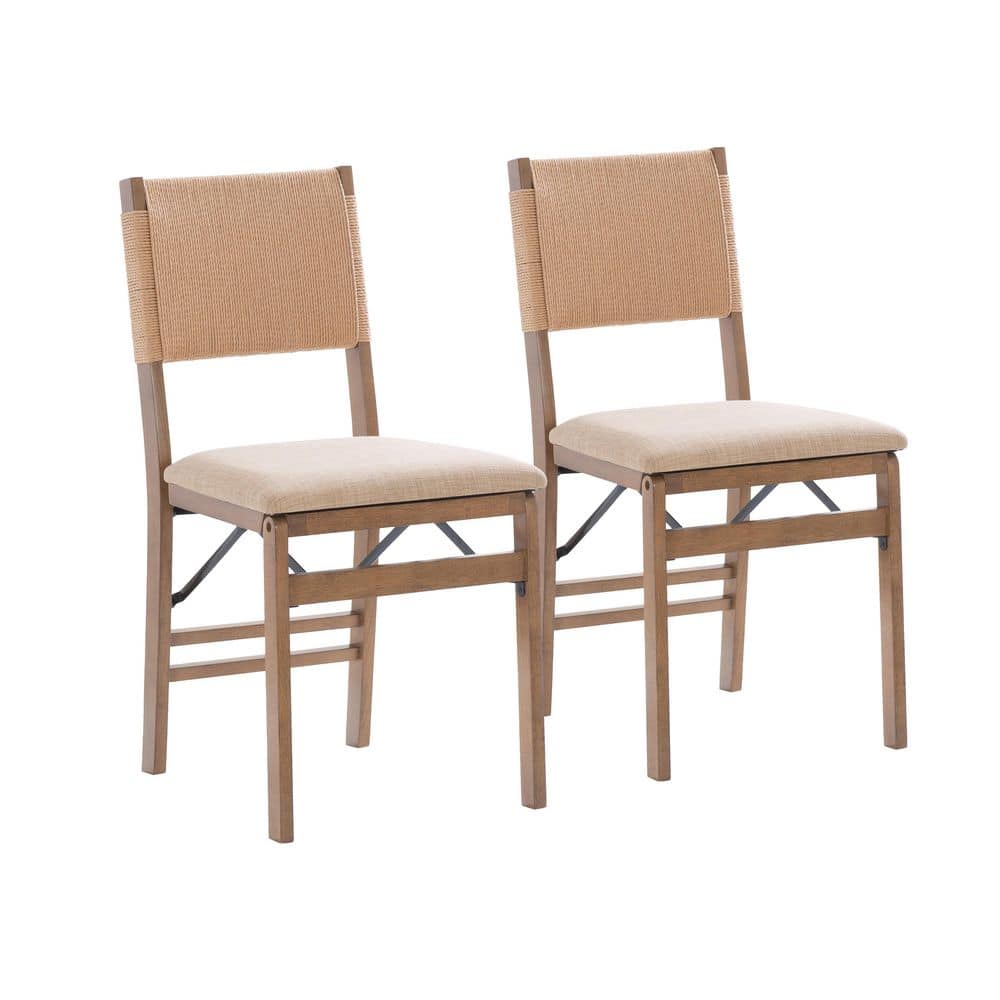 Linon Home Decor Birdie Brown Polyester Seat Dining Folding Chair Set of 2 THD04841 - The Home Depot