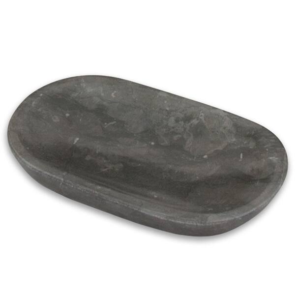 Creative Home Bullet Natural Marble Oval Soap Dish in Charcoal