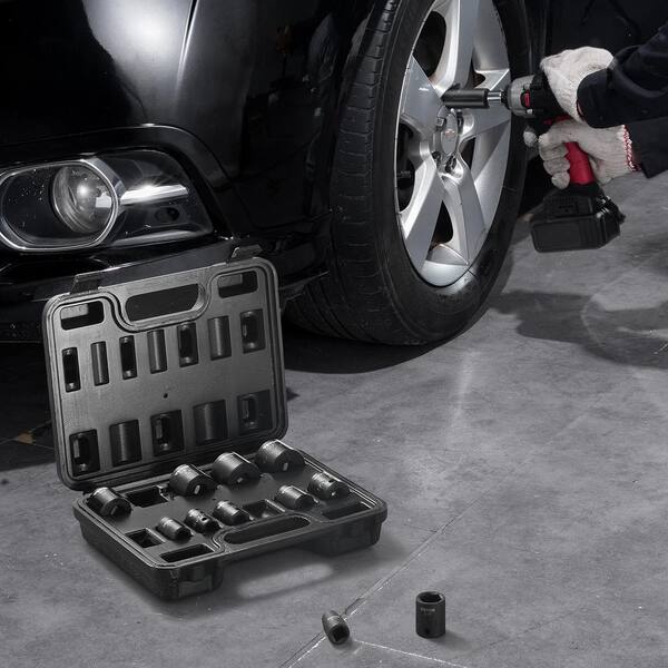 3/8 in. Impact Sockets Set 6-Point Drive Bit Ratchet Tool Kit Case (12-Piece)