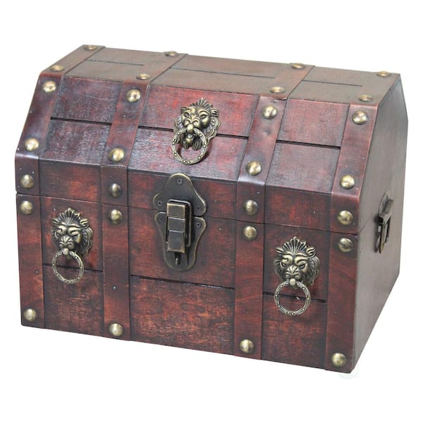 TOPOINT Chest Treasure Box - Pirates Treasure Chest With Metal Lock Small -  Wood Treasure Box Gifts For Kids - Decorative Keepsake Box - Mini Treasure  Chest With Hinges & Latches Vintage,2Pcs 
