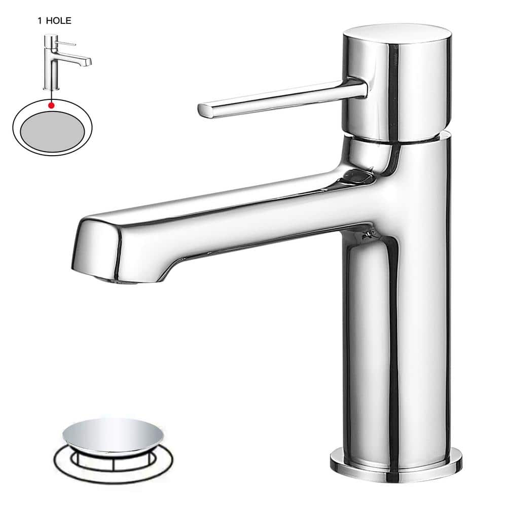 Polished Chrome Single Handle Modern Bathroom Faucet