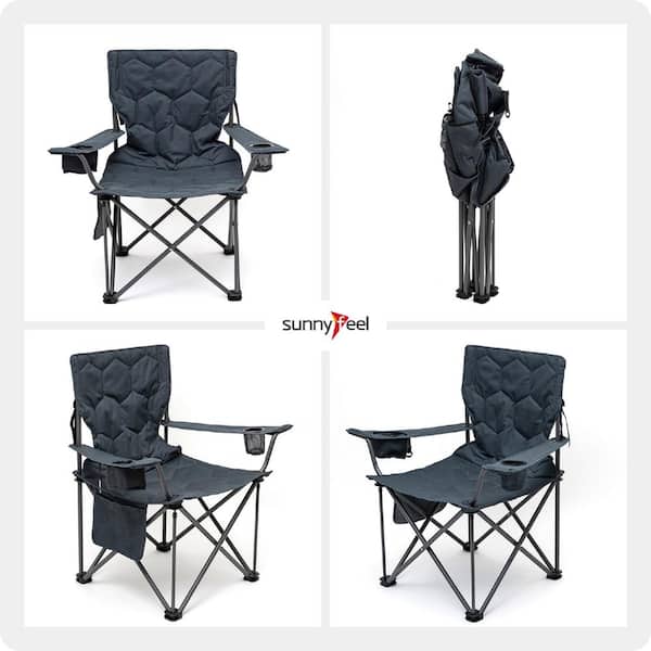 Gray Oversized Foldable Waterproof Camping Chair with Arm Rest and Cup  Holders/Storage Pocket OD8BGY1 - The Home Depot