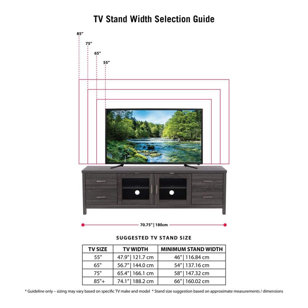 Hollywood Dark Gray Engineered Wood TV Cabinet with Doors for TVs up to 85"