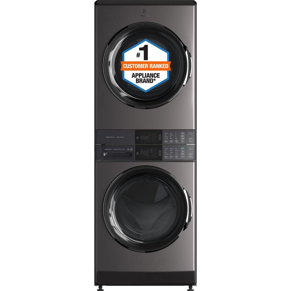 4.5 cu. ft. Stacked Washer and 8.0 cu. ft. Electric Dryer Laundry Tower in Titanium, SmartBoost Premixing, Energy Star