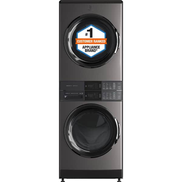 4.5 cu. ft. Stacked Washer and 8.0 cu. ft. Electric Dryer Laundry Tower in Titanium, SmartBoost Premixing, Energy Star