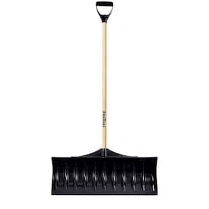 39.61 in. Wood Handle and Plastic Blade D-Grip Combo Snow Shovel and Pusher