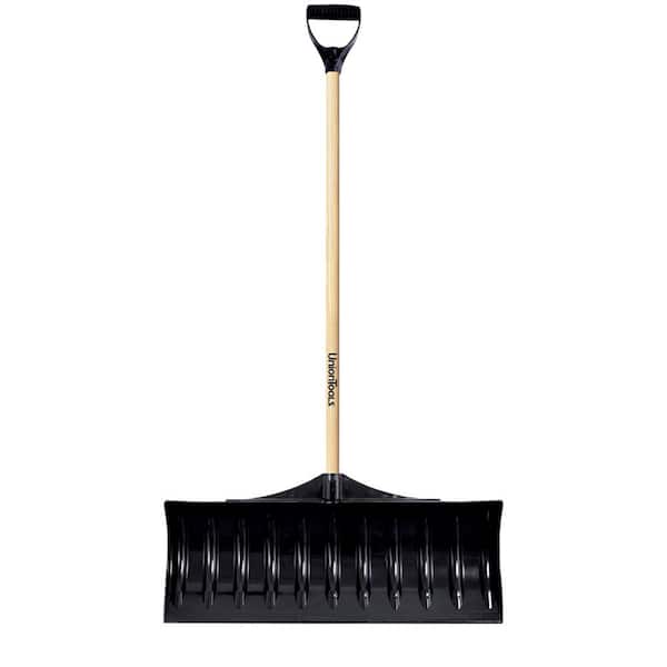 Union Tools 39.61 in. Wood Handle and Plastic Blade D-Grip Combo Snow Shovel and Pusher
