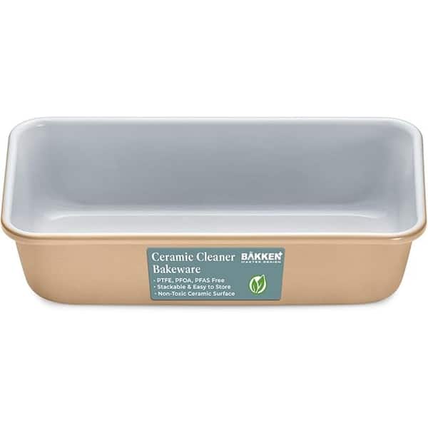 BakkenMaster 1-Piece Premium Loaf Pan 1 lb. Aluminum, Ceramic Non-stick Coating, PTFE and PFOA Free, Even Heat, Non-Toxic-Gold