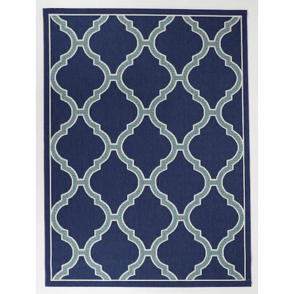BALTA Amalie Dark Blue 5 ft. x 7 ft. Indoor/Outdoor Area Rug