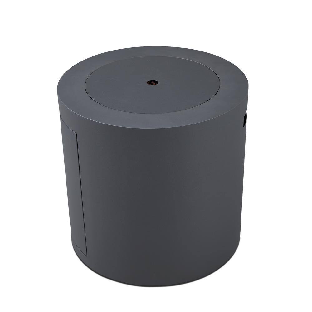 Aegean 24" Round Weathered Slate Steel Propane Fire Pit Table