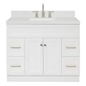 Hamlet 42.25 in. W x 22 in. D x 36 in. H Single Sink Freestanding Bath Vanity in White with Carrara White Quartz Top