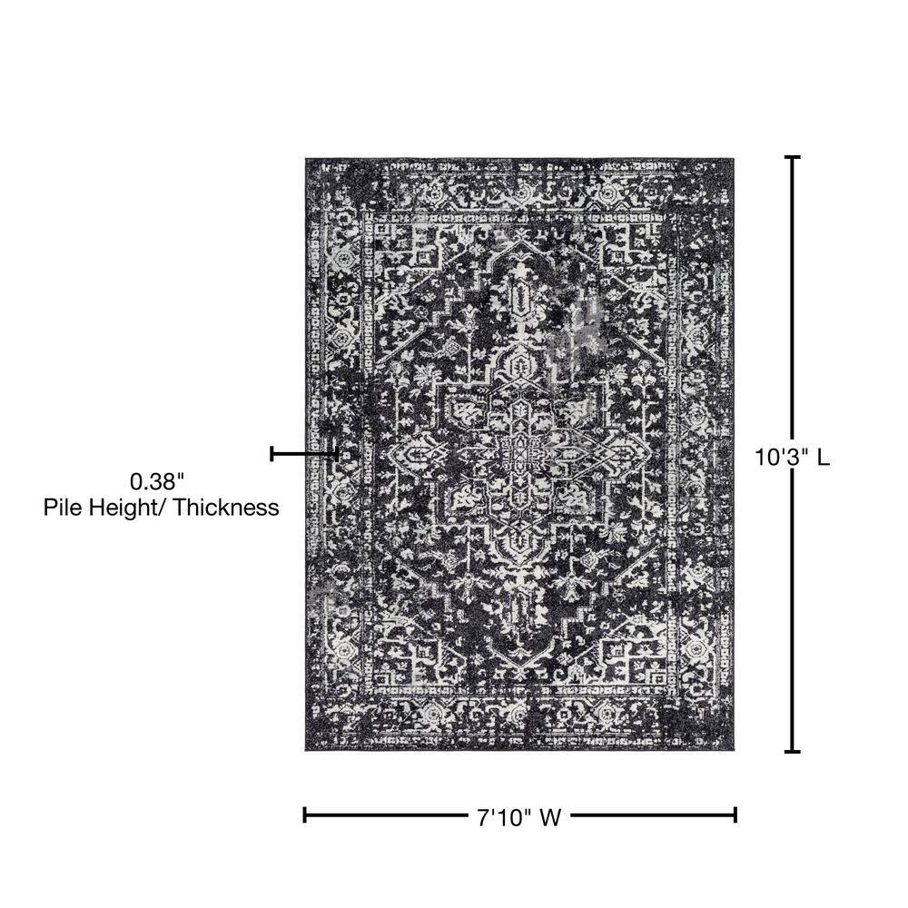 Demeter Classic Black Rectangular Area Rug, 7'10" x 10'3"