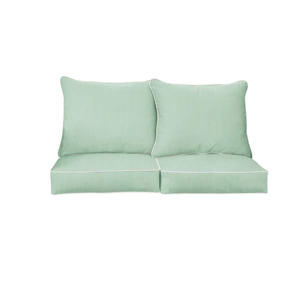 27 in. x 29 in. Sunbrella Canvas Spa and Natural Deep Seating Indoor/Outdoor Loveseat Cushion price history on PriceWatchPro