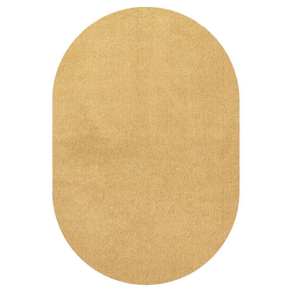 Mustard Oval Easy Care Synthetic Area Rug 3 ft. x 5 ft.