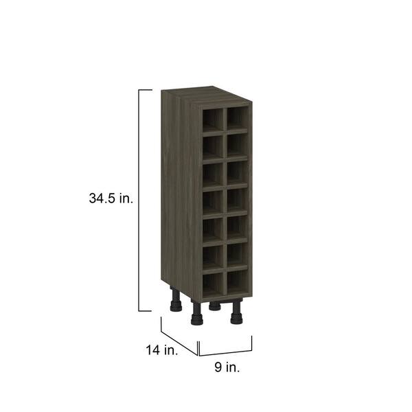 J COLLECTION Medora textured 9 in. W x 30 in. H x 14 in. D in Slab Walnut Wall Kitchen Cabinet Wine Rack