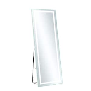 20 in. W x 63 in. H Rectangle Framed Right Angle LED Wall Mirror Full Length Mirror in White