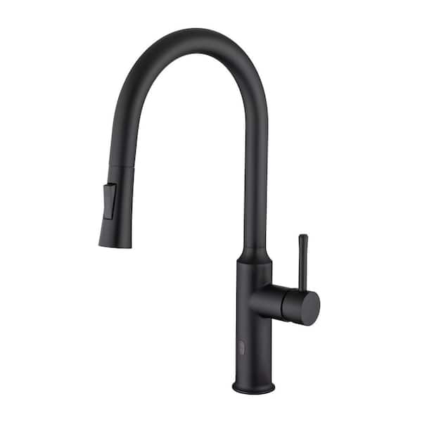 Flynama Single Handle Pull Down Sprayer Kitchen Faucet with Touchless Sensor in Matte Black