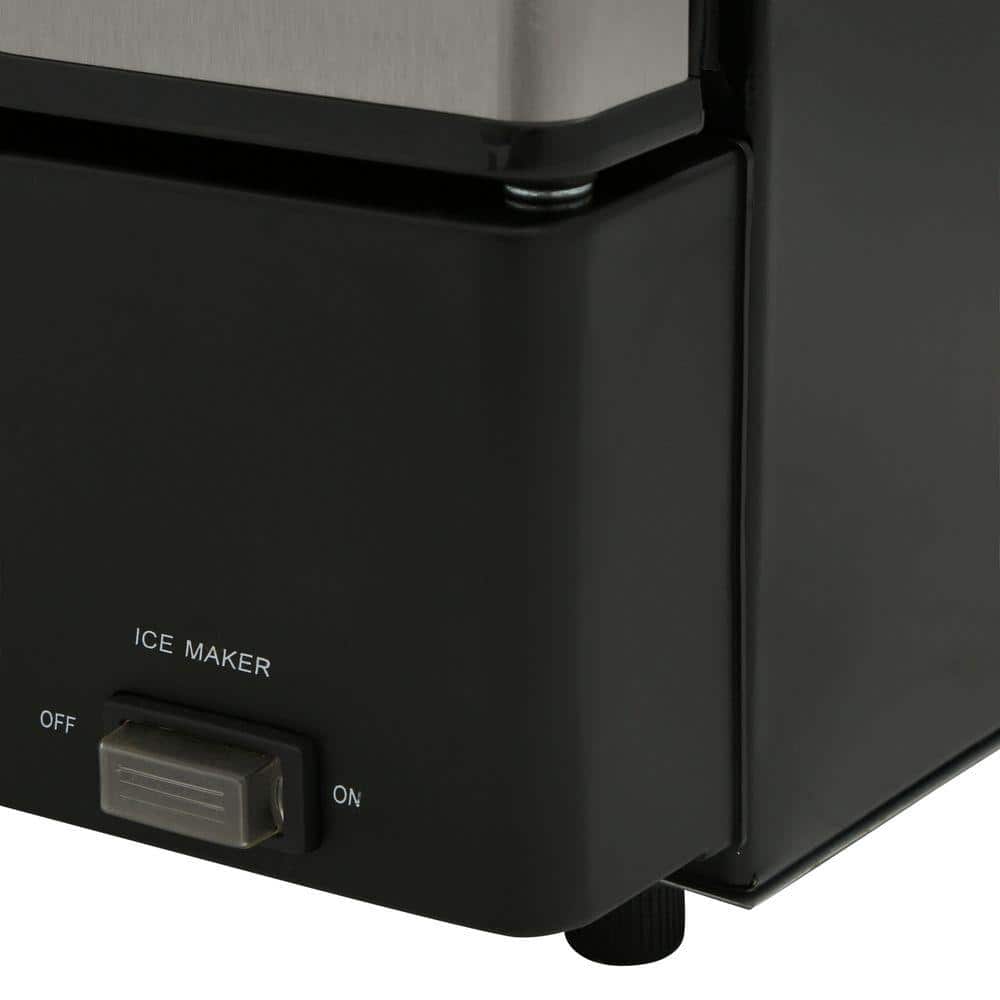 Freestanding Black and Stainless Steel Undercounter Ice Cube Maker