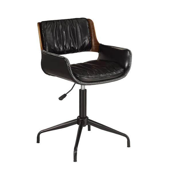 Art Leon Athean Black Faux Leather Height-adjustable Swivel Accent Task Chair