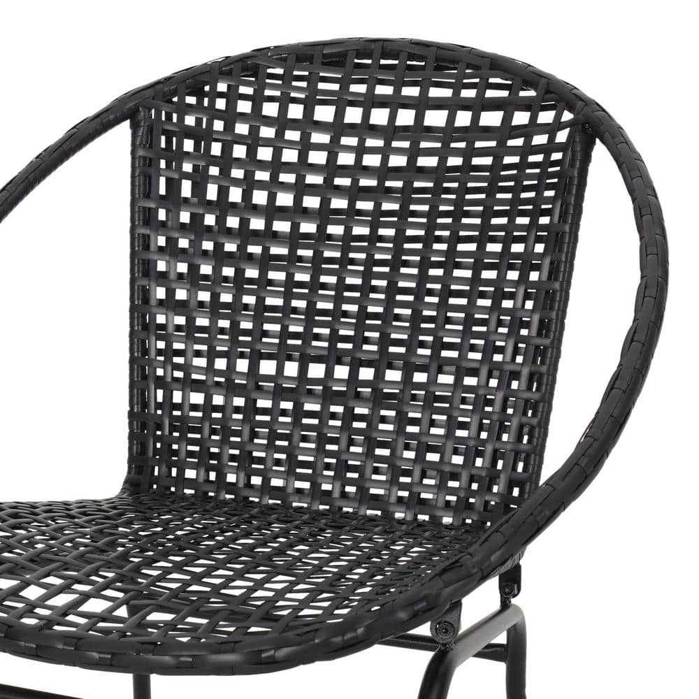 Modern 2-Person Black Iron & Faux Rattan Outdoor Chat Set