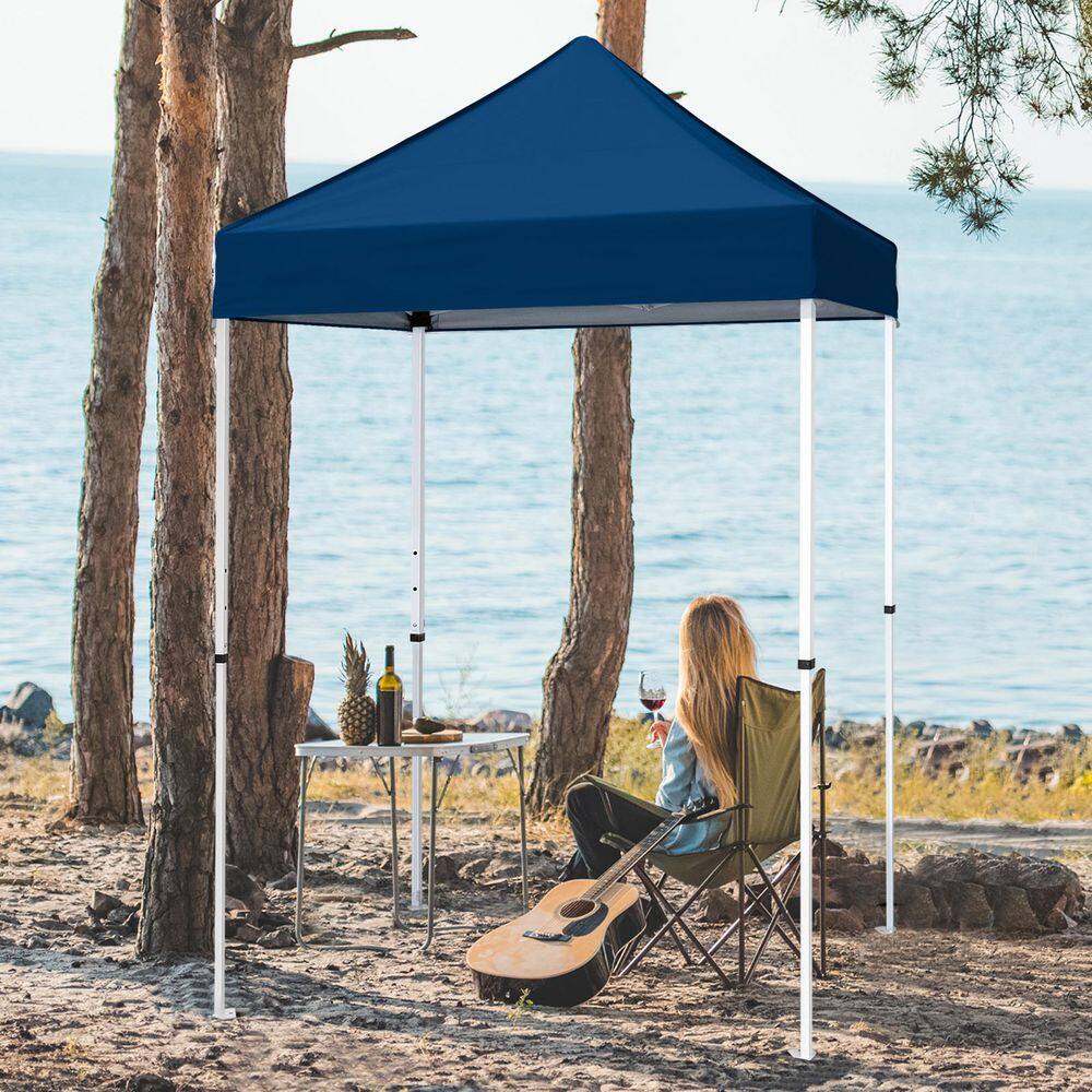 5 ft. x 5 ft. Dark Blue Portable Instant Pop Up Canopy with Carry Bag, Adjustable Height, for Beach, Sports and Camping price history on PriceWatchPro