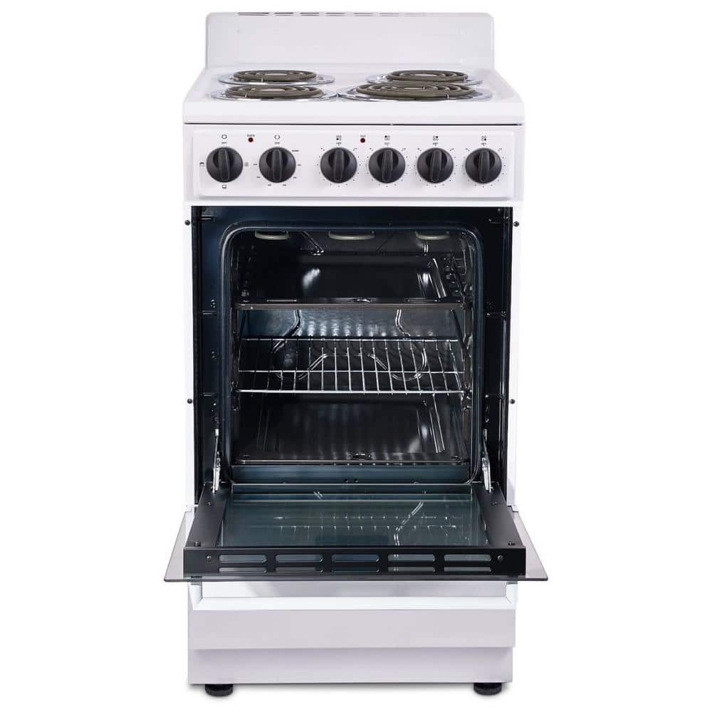 Premium White 20" Freestanding Electric Range with 4 Burners