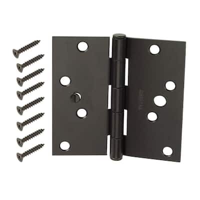 4 in. Oil-Rubbed Bronze Square Corner Security Door Hinges Value Pack (3-Pack)