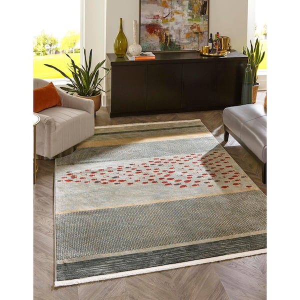 Hauteloom Liverpool Living Room, Bedroom Area Rug - Contemporary - Colorful - 5'3 x 7' - Black, Grey, Off White