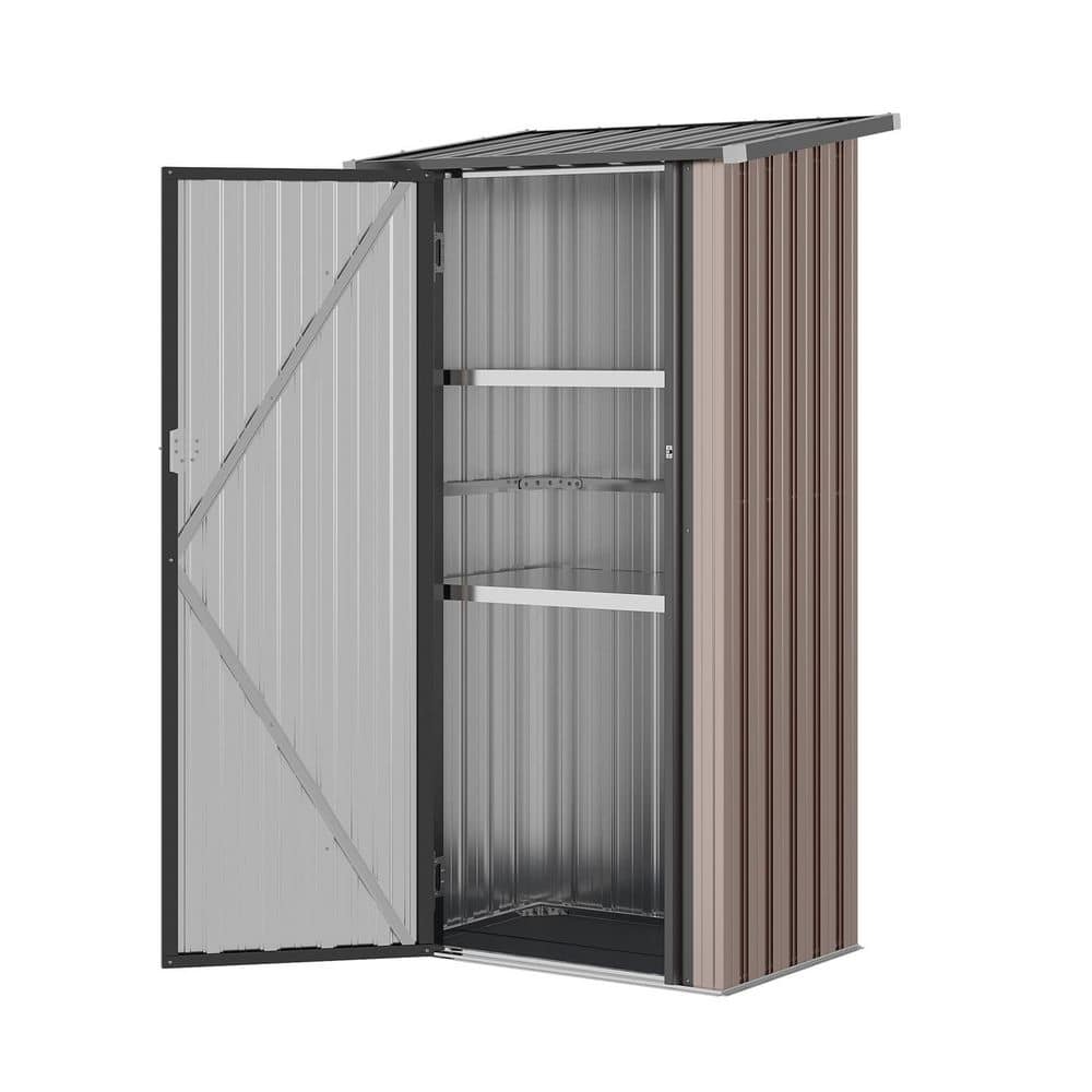 Sizzim 2.9 ft. W x 2 ft. D Metal Storage Shed with 2-Piece Shelves