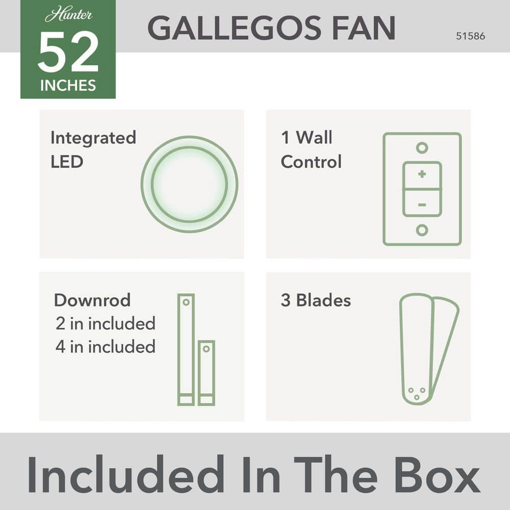 Matte Silver 52" 3-Blade Ceiling Fan with LED Light and Remote