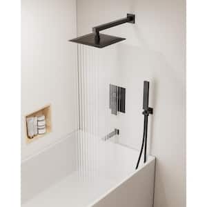Double Handles 3-Spray 10 in. Wall Mount Shower Head Tub and Shower Faucet in Matte Black (Valve Included)