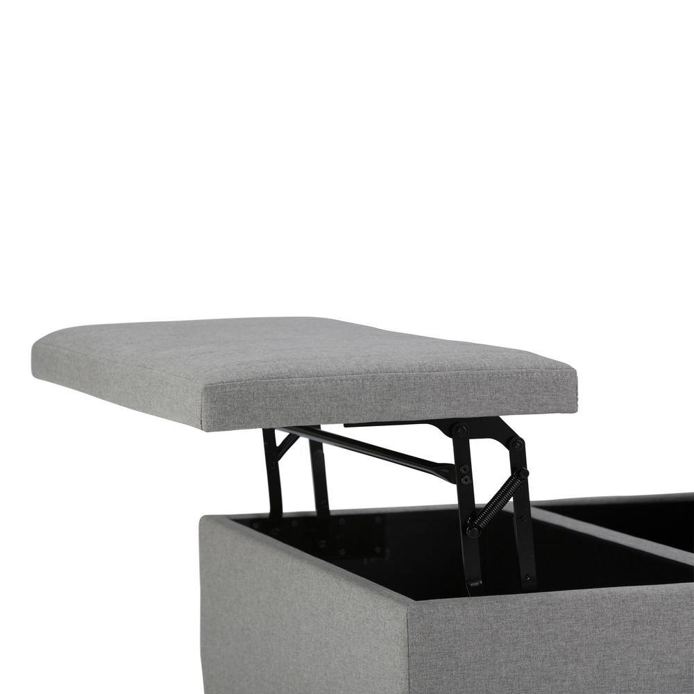 Ellis 36" Dove Grey Linen Look Fabric Coffee Table Ottoman