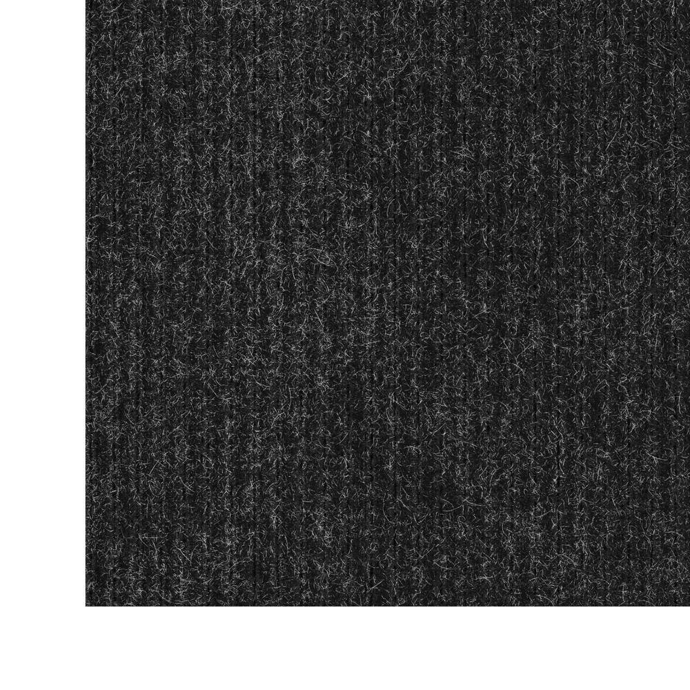 Modern Utility Black Synthetic 31x118 Ribbed Indoor/Outdoor Runner Rug
