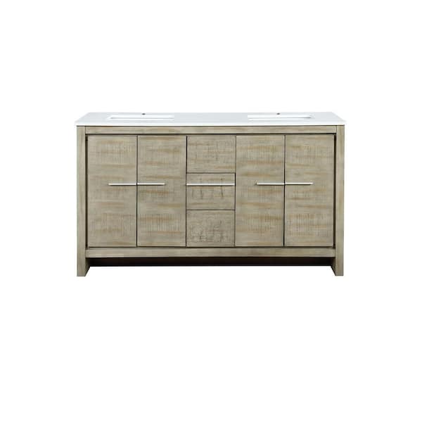 Lafarre 60 in W x 20 in D Rustic Acacia Double Bath Vanity and White Quartz Top